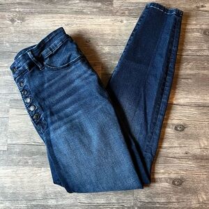 Good American Good Legs Skinny Jeans size 32 Button Fly Medium Dark Wash